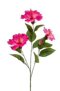 Hibiscus artificiel - 1 branche - Fuchsia