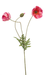 Artificial poppy - 1 stem - Pink