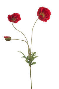 Artificial poppy - 1 stem - Red